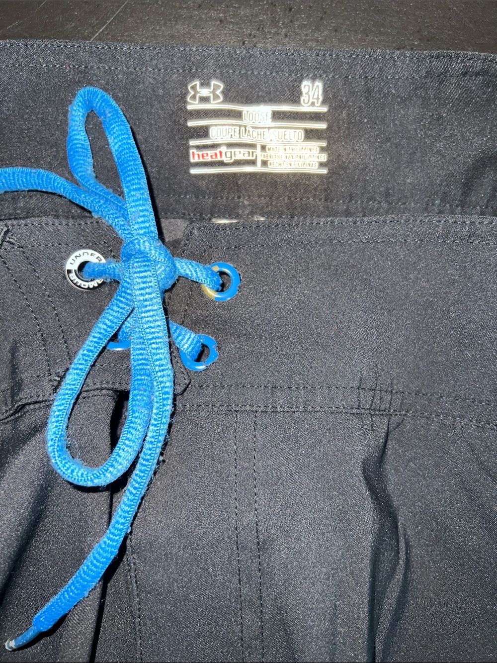 Under Armour Black Swim/Board Shorts with Blue Drawstring - Picture 5 of 5